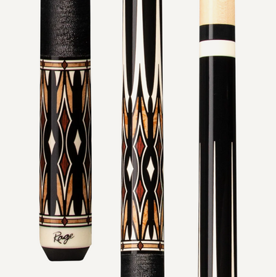 Rage Black & White Masked Daggers Cue Stick with Cocobolo Handle - Korvel