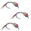 3 Pack Rainbow Warrior Nymph Flies - Size 16 Bead Head - Korvel