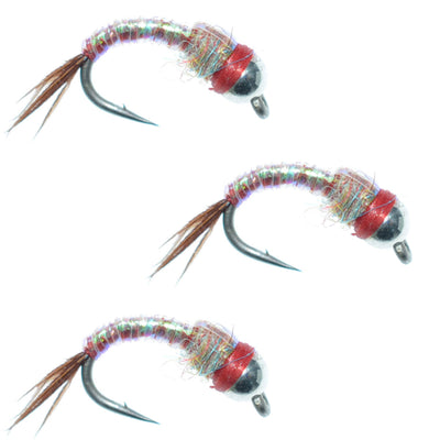3 Pack of Bead Head Rainbow Warrior Nymphs - Size 14 for Ultimate Fishing Success - Korvel