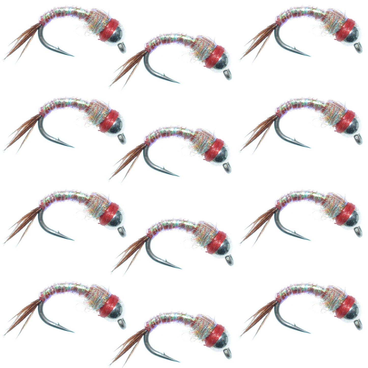 Rainbow Warrior Nymph Fly Fishing Flies - Size 16, Dozen Pack - Korvel