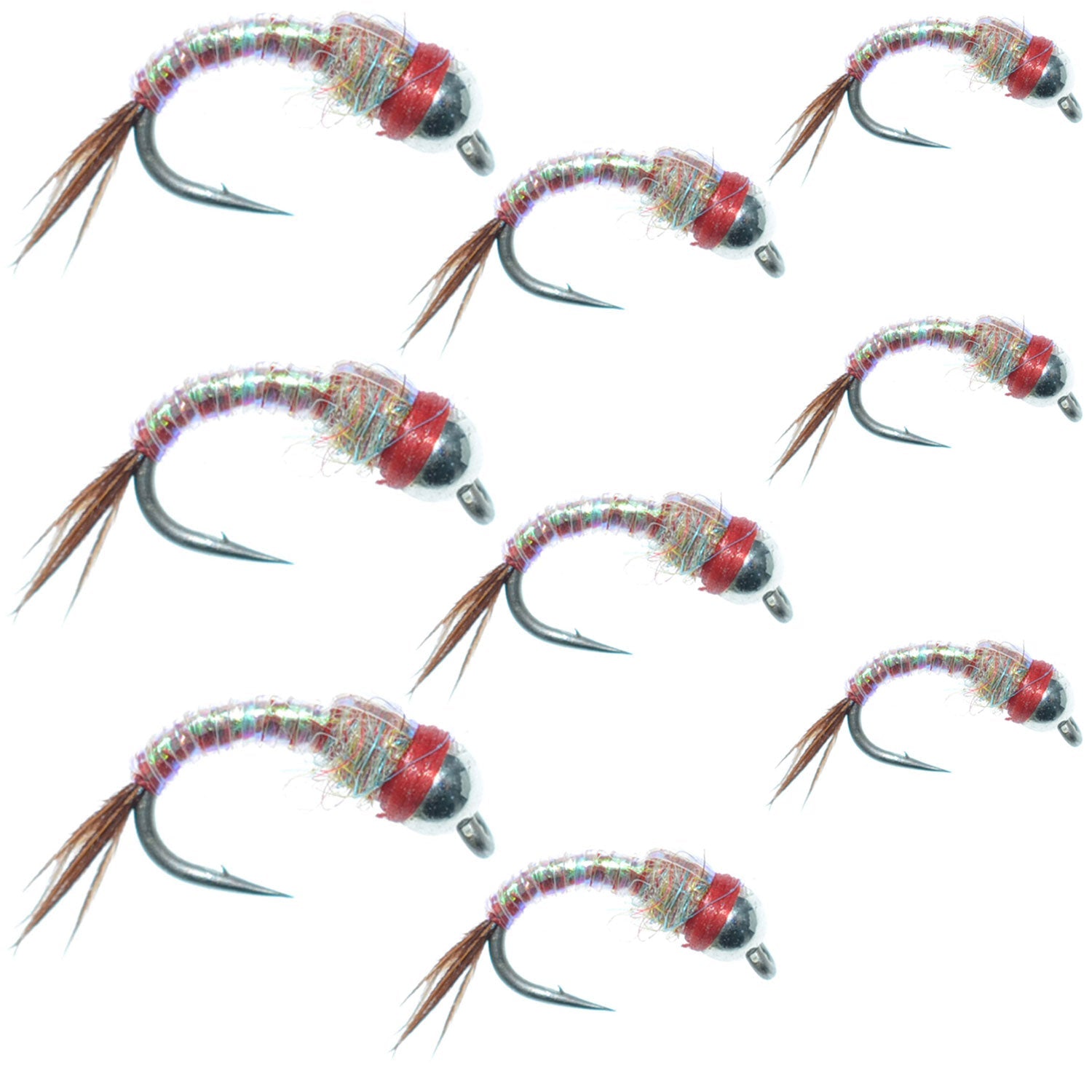 Rainbow Warrior Midge Fly Assortment - Silver Bead Head - 9 Flies in Sizes 14, 16, 18 - Korvel