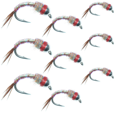 Rainbow Warrior Midge Fly Assortment - Silver Bead Head - 9 Flies in Sizes 14, 16, 18 - Korvel