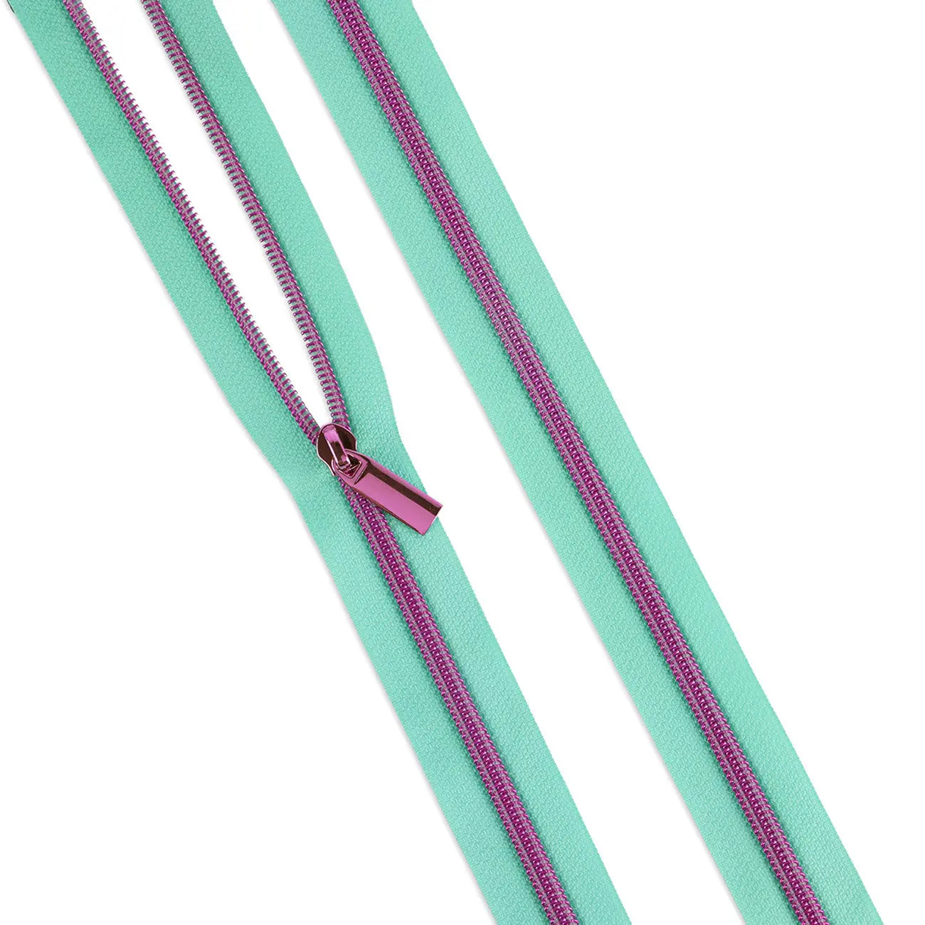 Raindrop #5 Nylon Tula Pink Coil Zipper - 3 Yards with 9 Pulls
