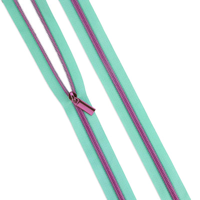 Raindrop #5 Nylon Tula Pink Coil Zipper - 3 Yards with 9 Pulls