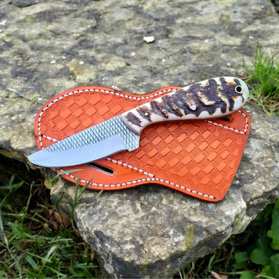Authentic Ranch Cowboy Knives with Leather Sheath – Premium Sheep Horn Handle - Korvel