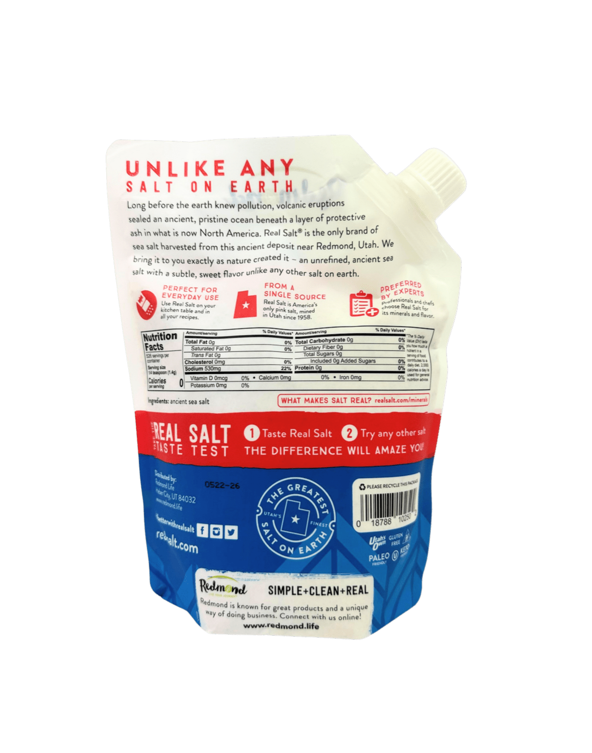 Redmond Real Salt, Fine Ground - Pure Mineral Richness - Korvel