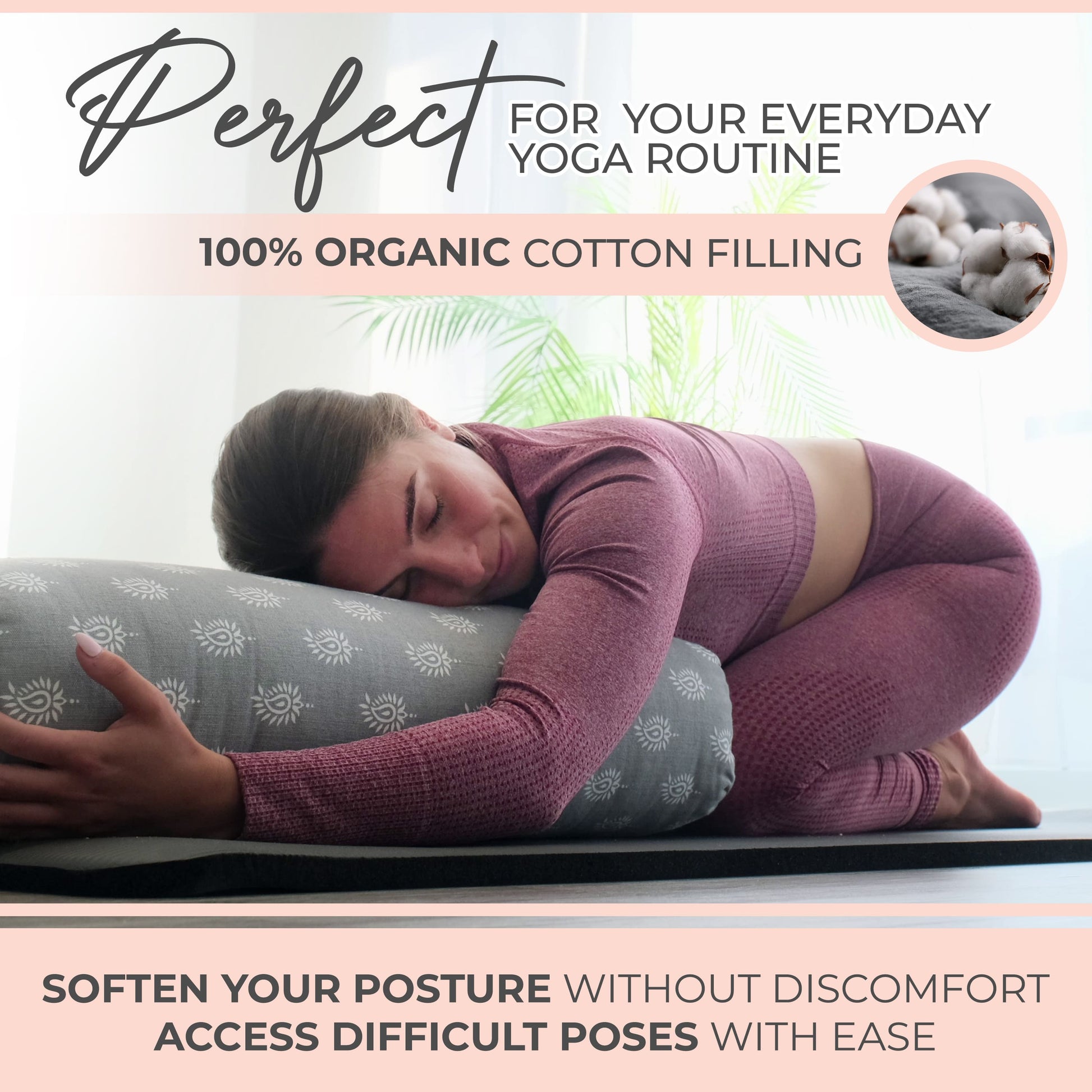 Sustainable Organic Cotton Yoga Bolster Set with Carry Bag for Ultimate Comfort - Korvel