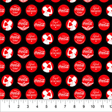 Red Bottle Top Coca-Cola Cotton Fabric - 44"/45" Per Yard