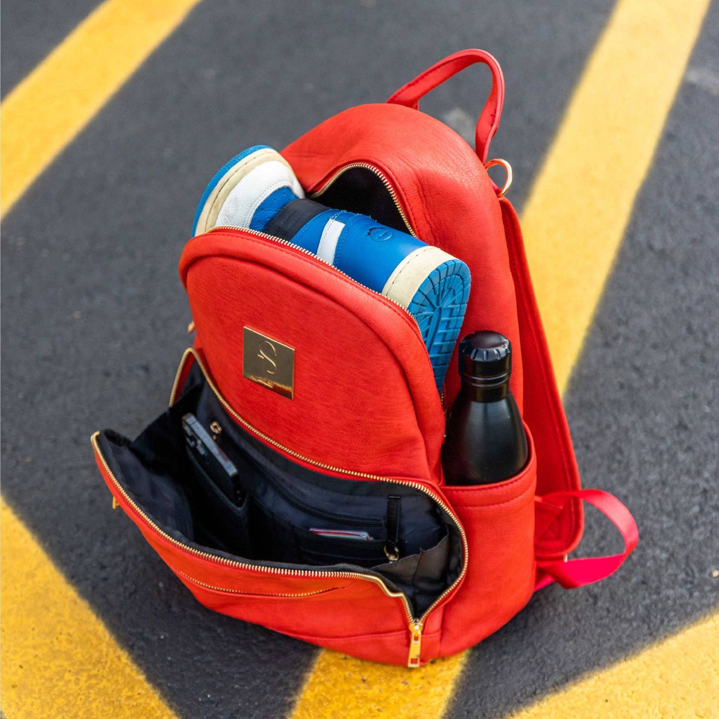 Red Leather Carrier Backpack - Korvel