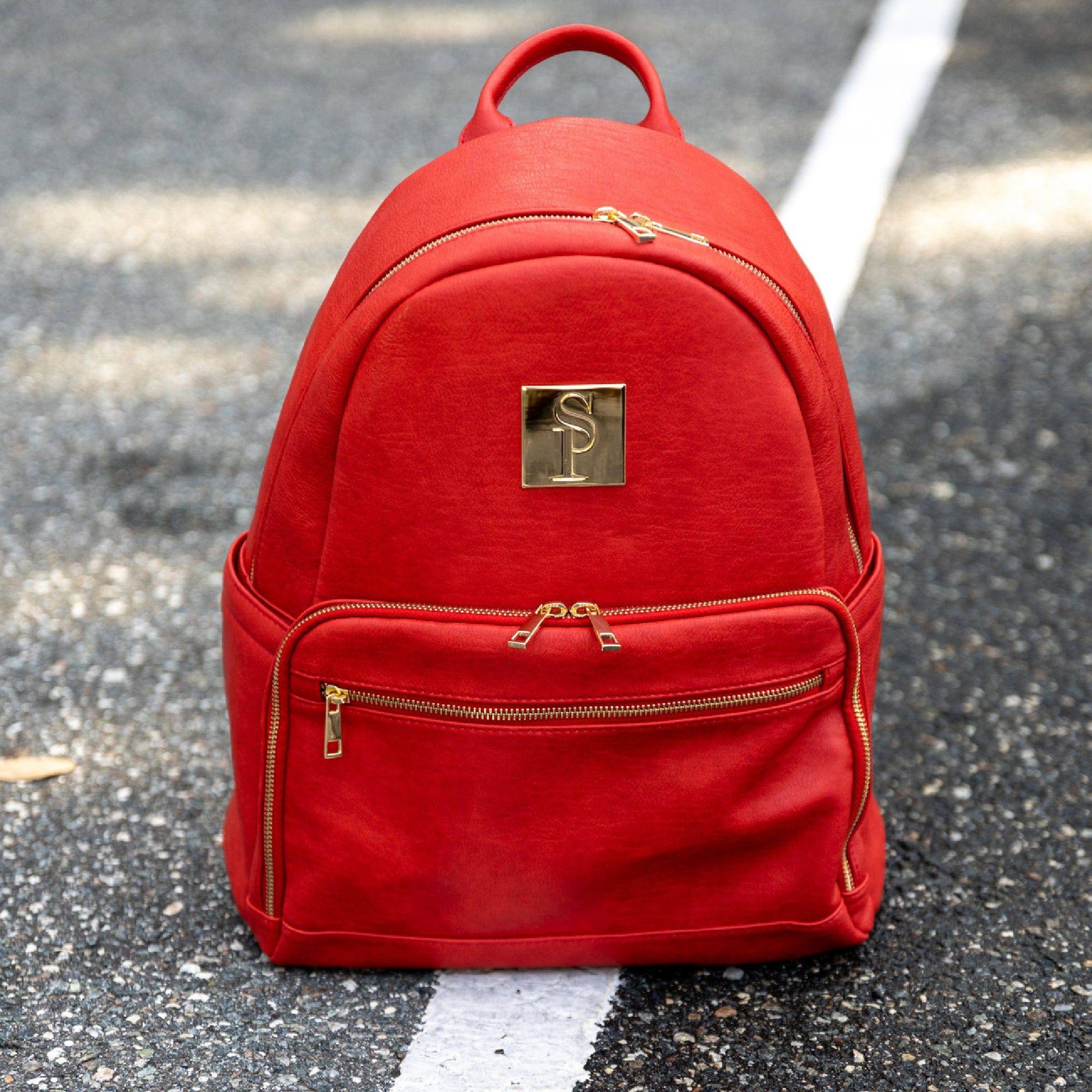 Red Leather Carrier Backpack - Korvel