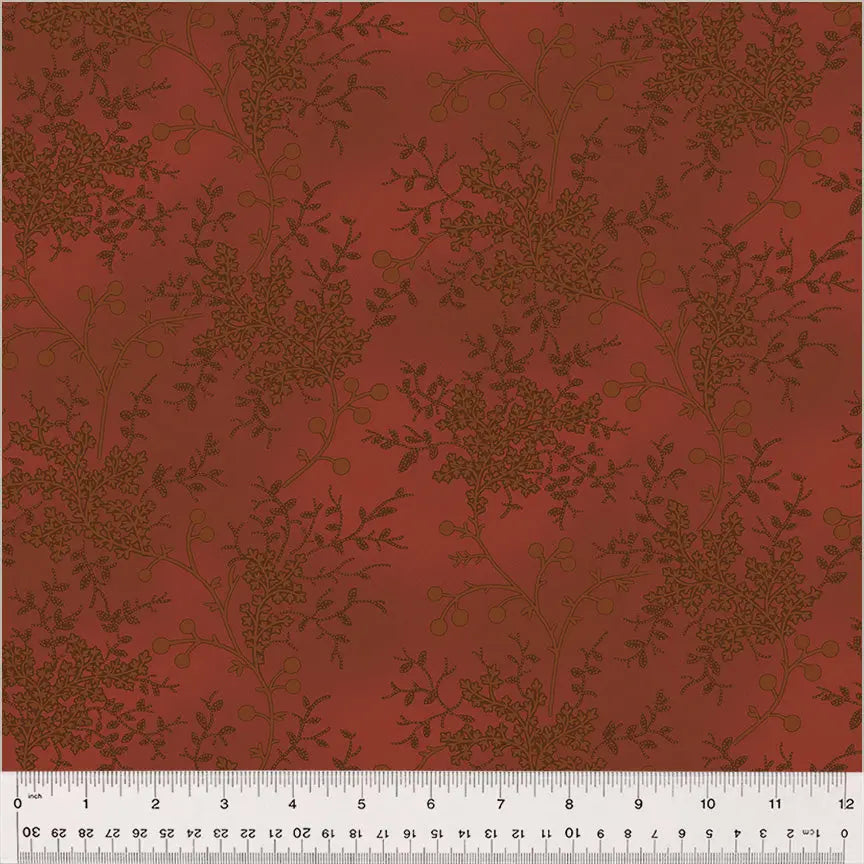 Tissu en coton large Ruby à motif de vignes florales rouges