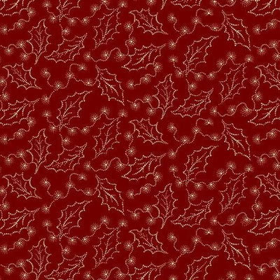 Red Holly Cozy Christmas Cotton Wideback Fabric