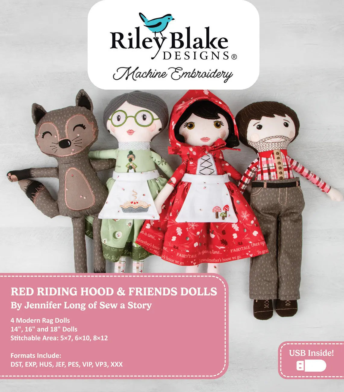 Poupées Petit Chaperon Rouge et Amis - USB de Broderie Machine