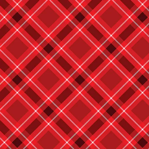Red Scarlet Plaid Cotton Wideback Fabric