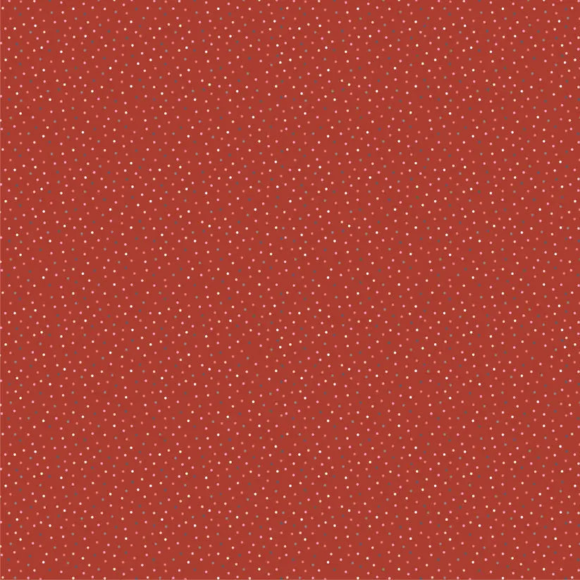 Tela de Algodón con Motivo de Gallina Manchada Roja - 44"/45" por Yarda