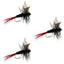 Pack de 3 Mouches Sèches Classiques Gnat Noir à Queue Rouge - Taille 16