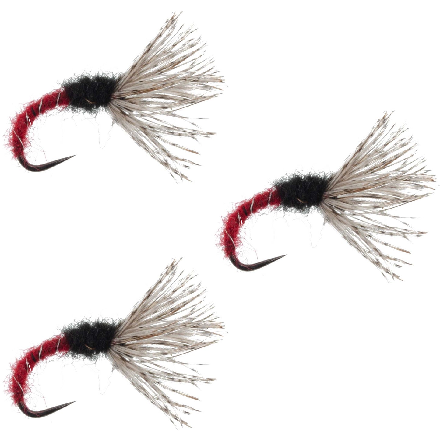 3 Pack Red Zebra Sakasa Kebari - Tenkara Flies - Size 16 - Korvel