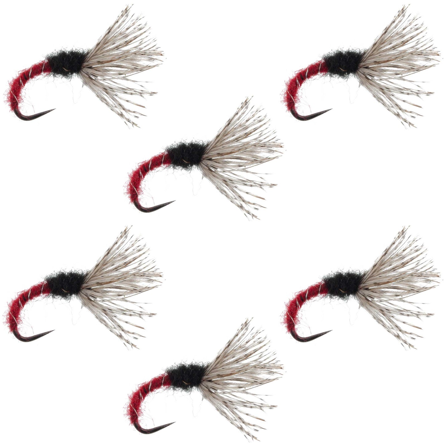 Red Zebra Sakasa Kebari - 6 Tenkara Flies - Size 14 - Korvel