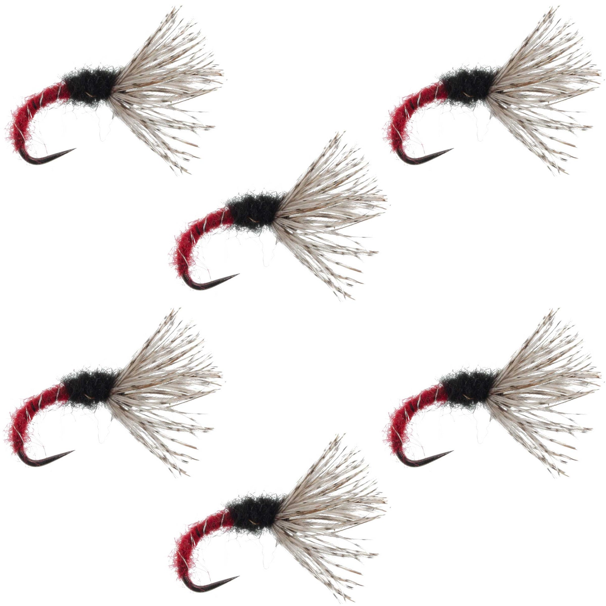 Red Zebra Sakasa Kebari - 6 Tenkara Flies - Size 14 - Korvel