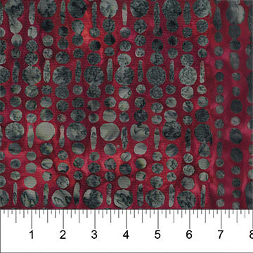 Tissu en coton à rayures verticales rouges et grises - 44"/45" par yard