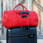 Red Tumbled Leather Weekender Duffle Bag - Korvel