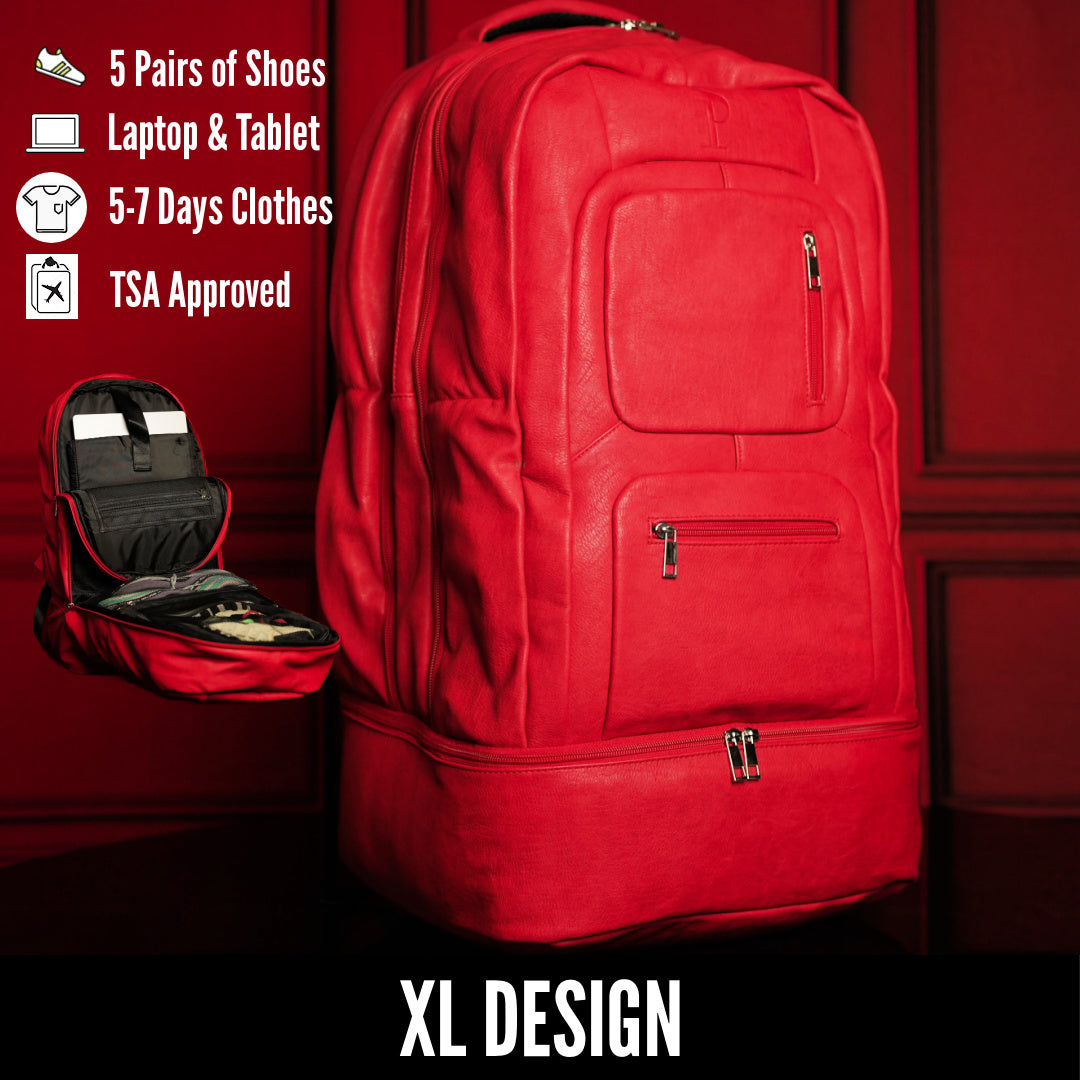 Premium Red Leather Shoe Bag - XL Design for Size 17