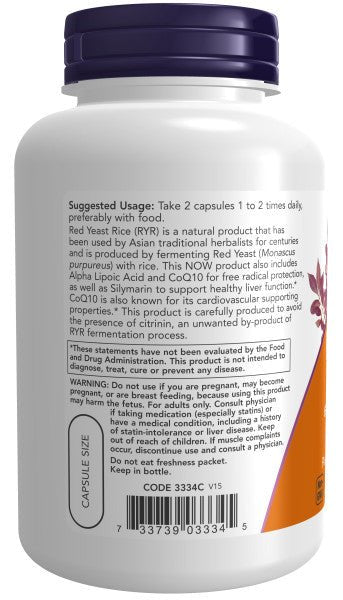 Premium Red Yeast Rice 600mg with CoQ10 & Milk Thistle - Korvel