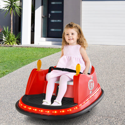 12V Electric Kids Ride On Bumper Car with Flashing Lights - Red