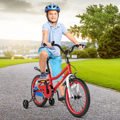 18 Feet Kids Bike with Removable Training Wheels - Red