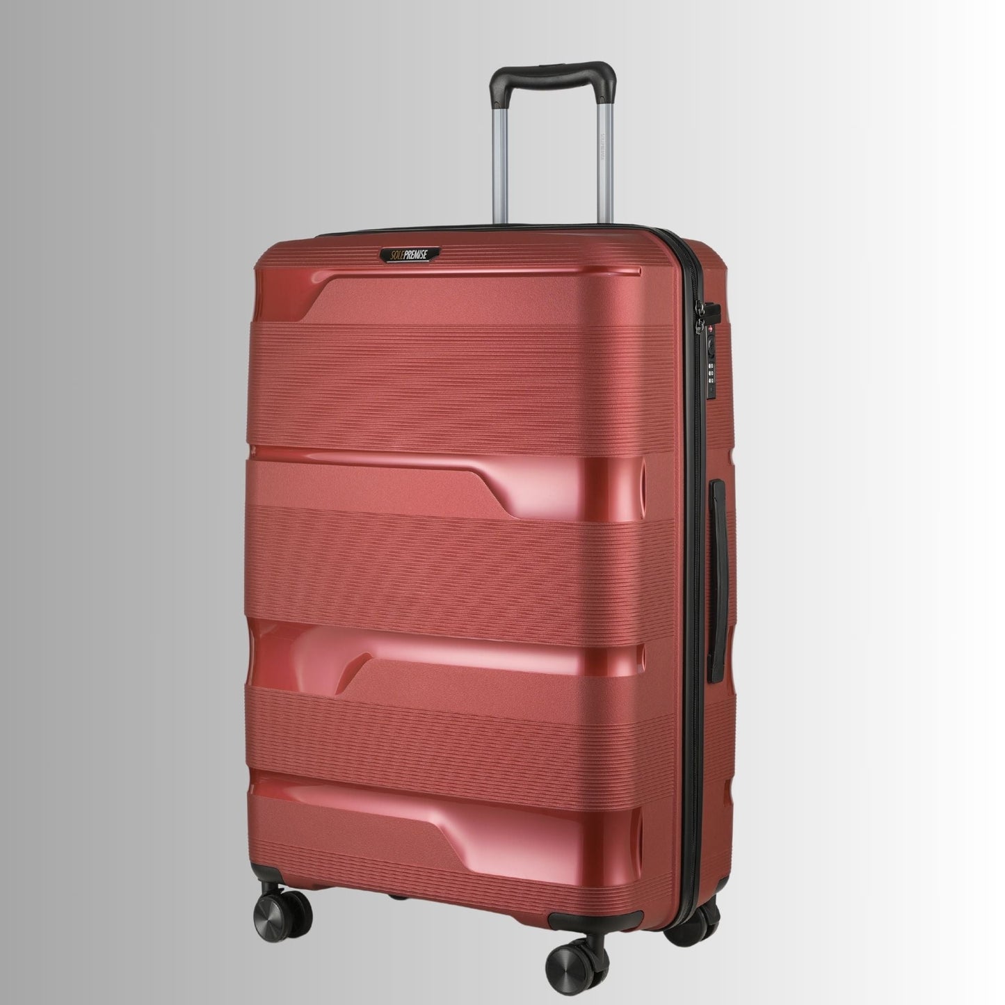 Maleta rígida roja de 28 pulgadas con ruedas de 360° y cerradura TSA