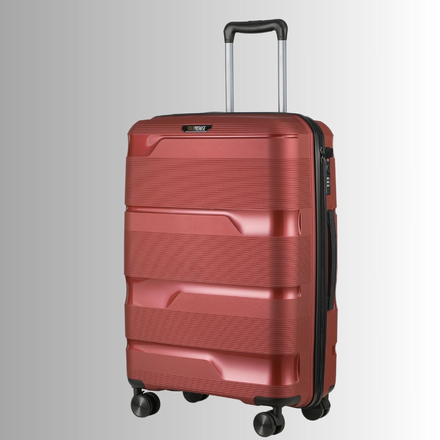 Maleta rígida roja de 24 pulgadas con ruedas de 360° y cerradura TSA