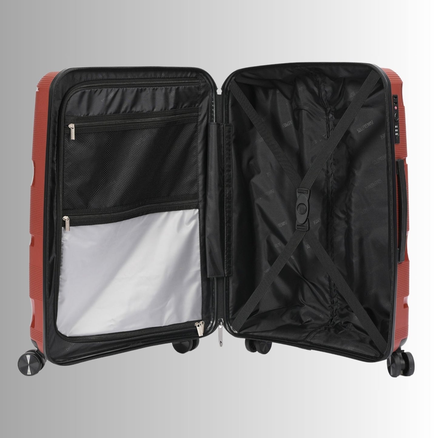 Maleta rígida roja de 28 pulgadas con ruedas de 360° y cerradura TSA