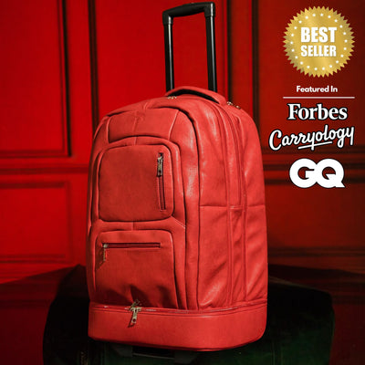 Red Leather Carry-On Roller Bag (Only 150 Made) - Korvel