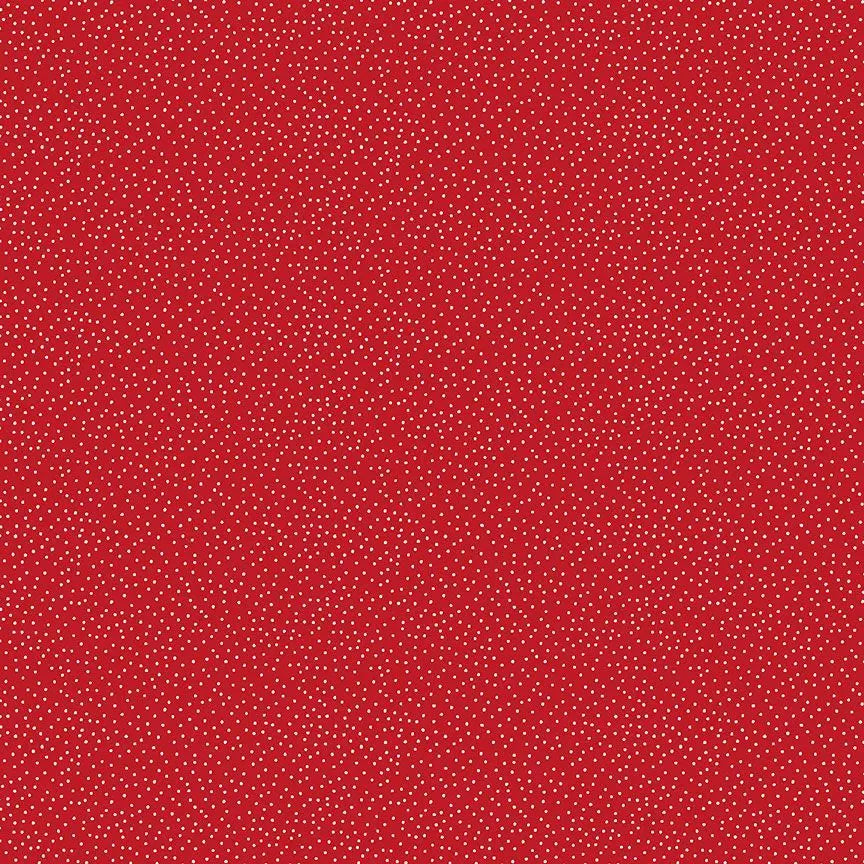 Tela de Algodón con Puntos Rojos - 44"/45" por Yarda