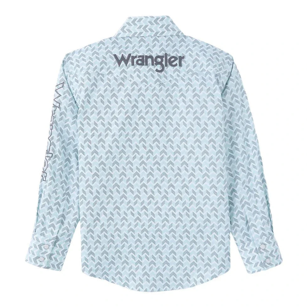 Wrangler Boys' Aqua & Grey Logo Snap Shirt - Korvel