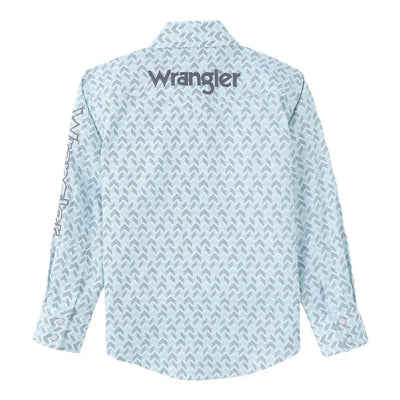 Wrangler Boys' Aqua & Grey Logo Snap Shirt - Korvel