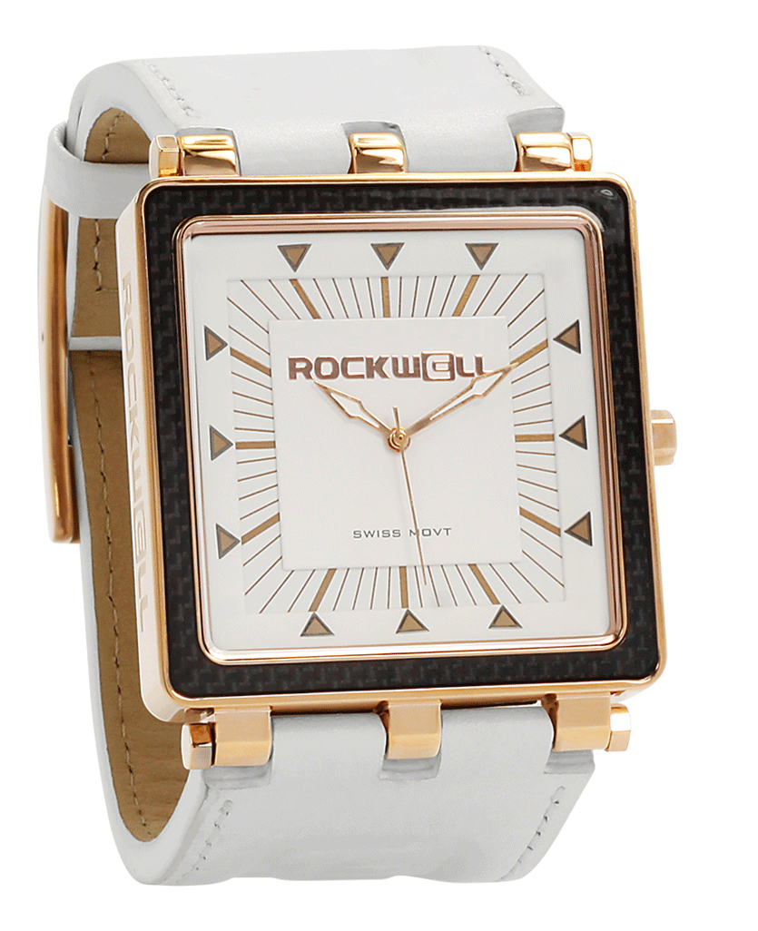 CF Leather Watch in Rose Gold and White