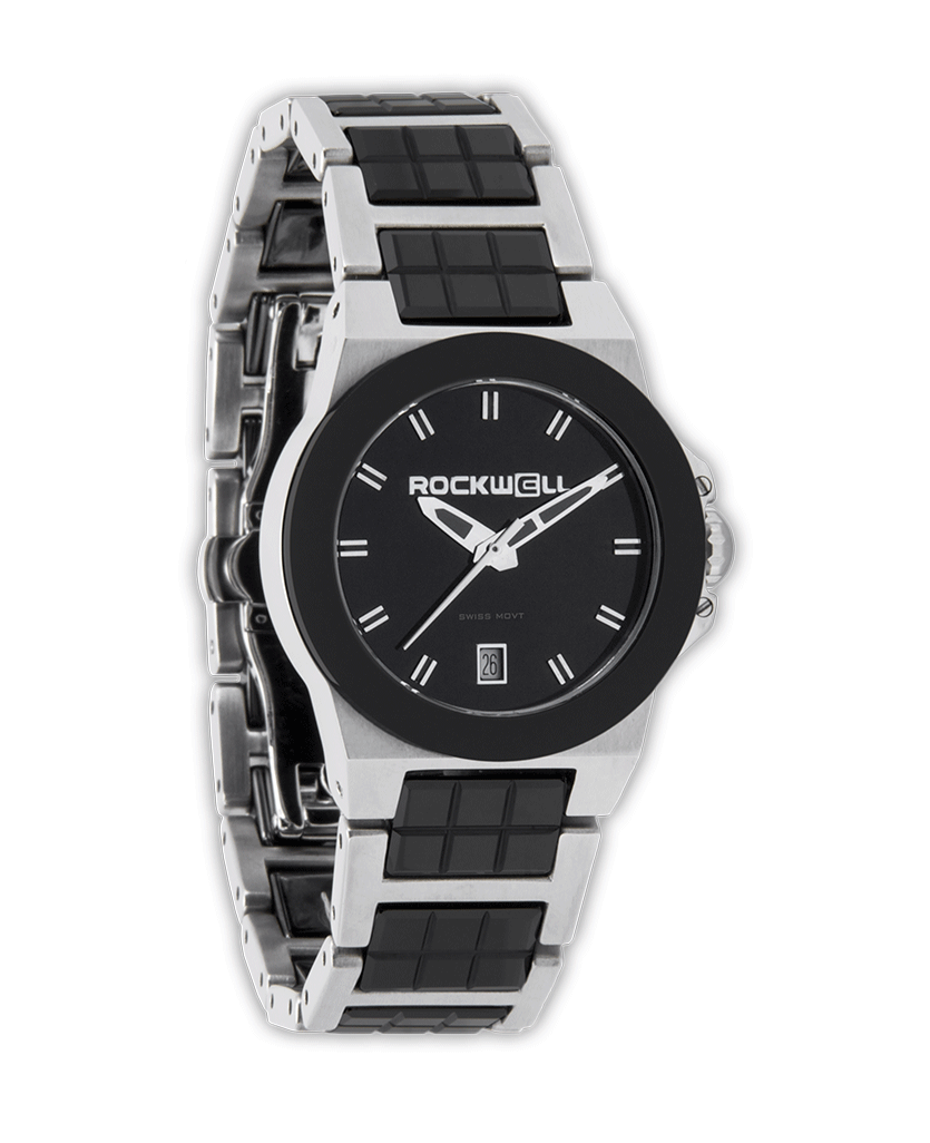 Montre en céramique argentée et noire Katelynn