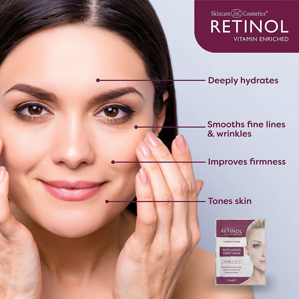 Mascarilla de Tela Anti-Envejecimiento con Retinol - Paquete de 5