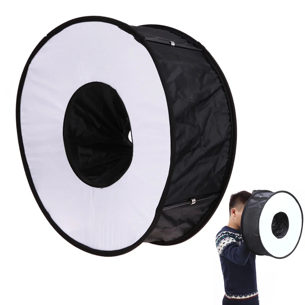 Ring Softbox SpeedLite Softbox Flash Light 45cm Foldable Diffuser Ring Speedlight Soft box - Korvel