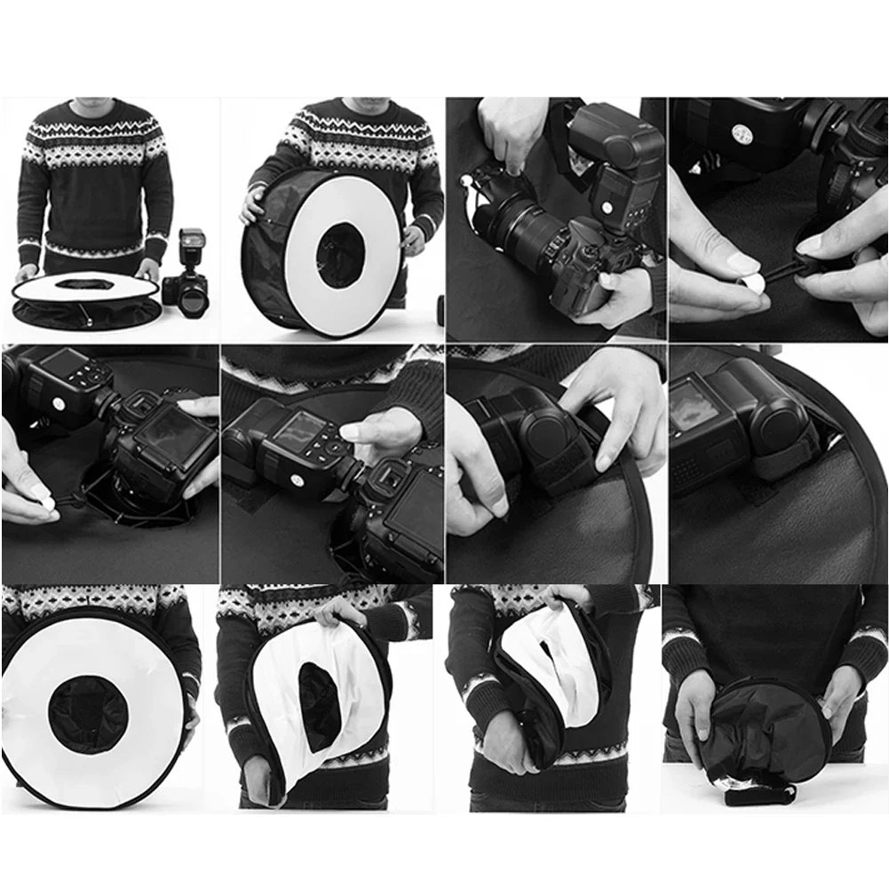 Ring Softbox SpeedLite Softbox Flash Light 45cm Foldable Diffuser Ring Speedlight Soft box - Korvel