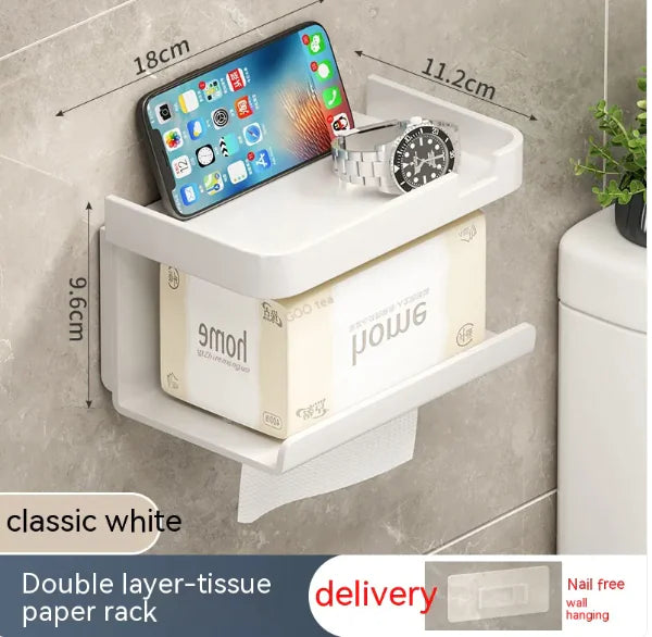 Boîte à papier toilette murale avec étagères