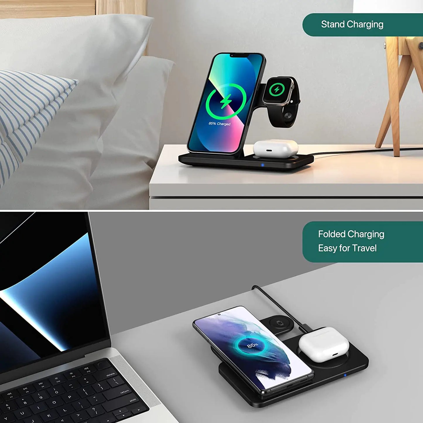 Fast Wireless Charger Stand - Sleek & Efficient Charging