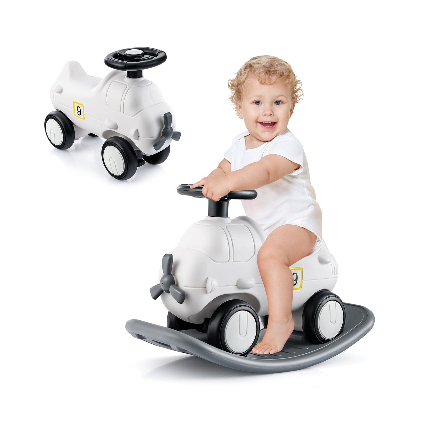 3-in-1 Rocking Horse and Sliding Car with Balance Board