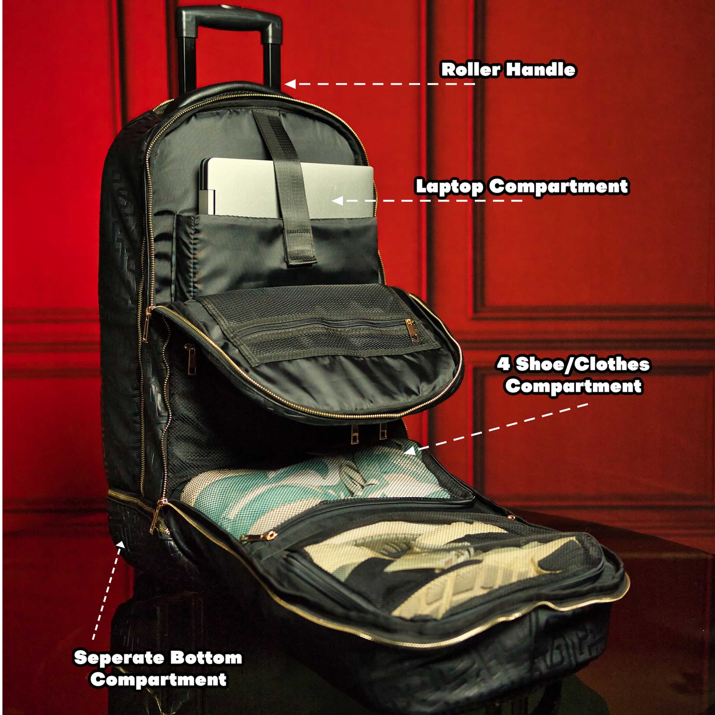 Black Leather Carry-On Roller Bag (Only 150 Made) - Korvel