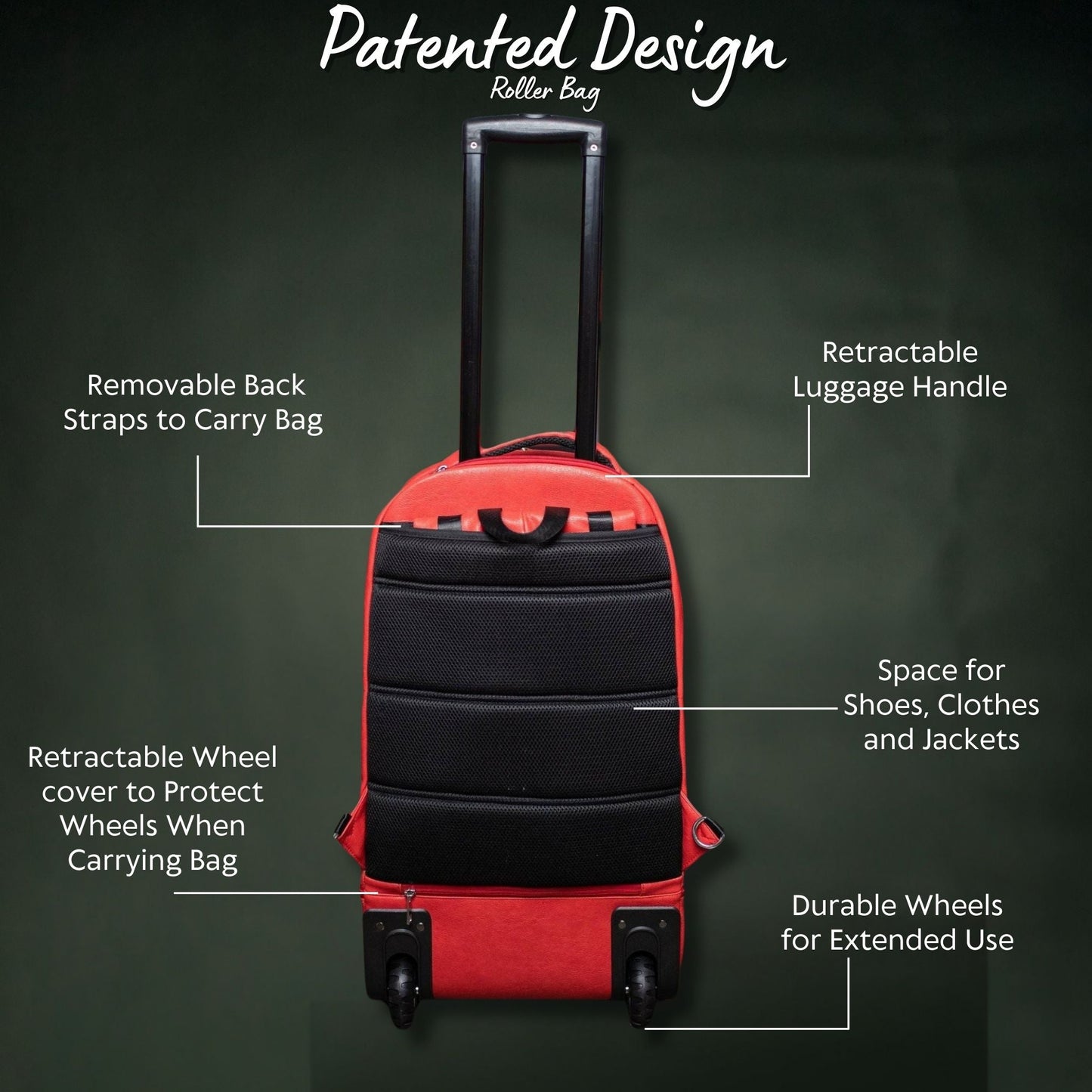 Red Leather Carry-On Roller Bag - Limited Edition