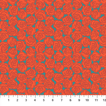 Rosette Tomato Yesterday Cotton Fabric - 44"/45" Per Yard