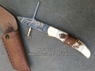 Versatile Custom Damascus Steel Double Blade Folding Knife – The Dual Edge - Korvel