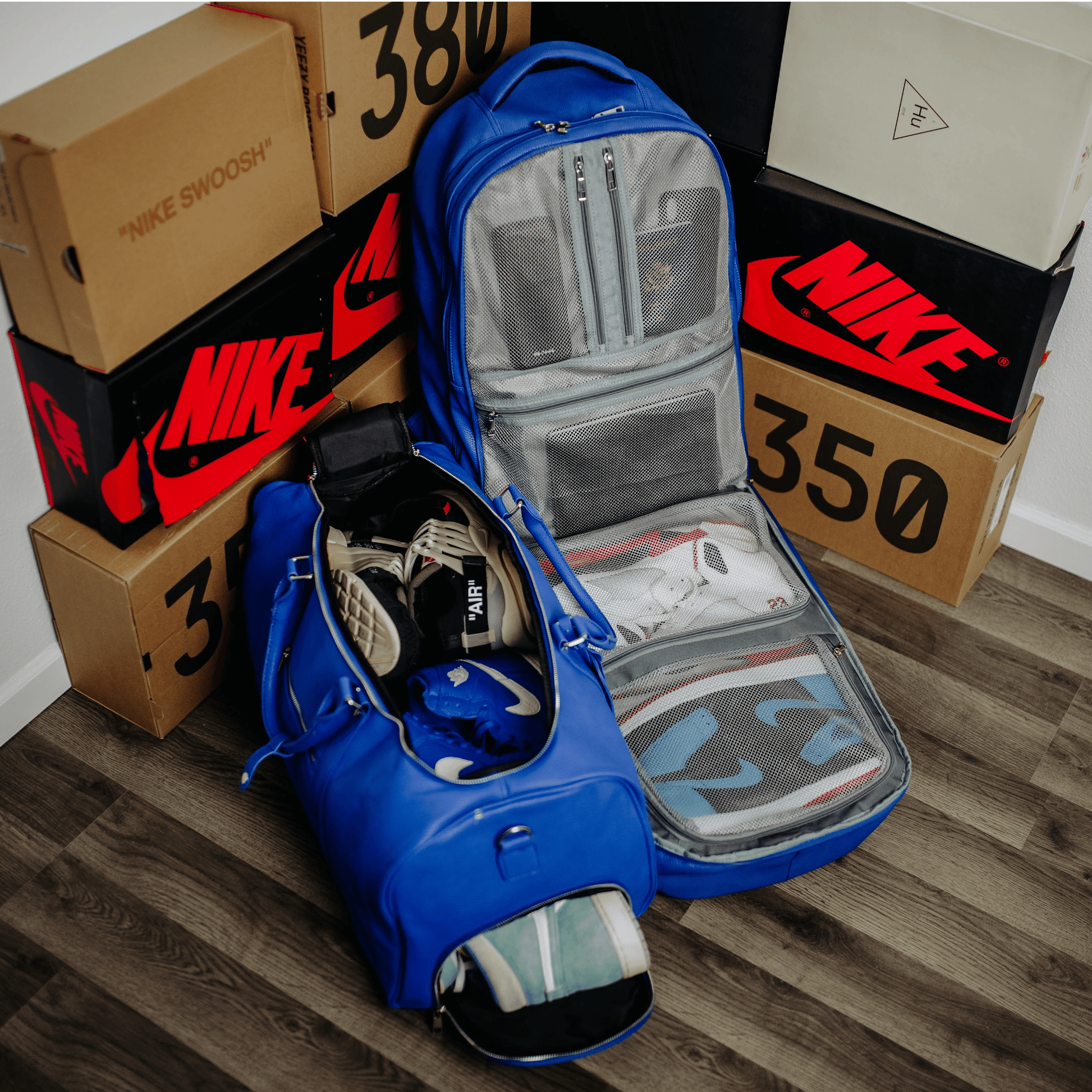 Royal Blue Leather Duffle Bag - Korvel