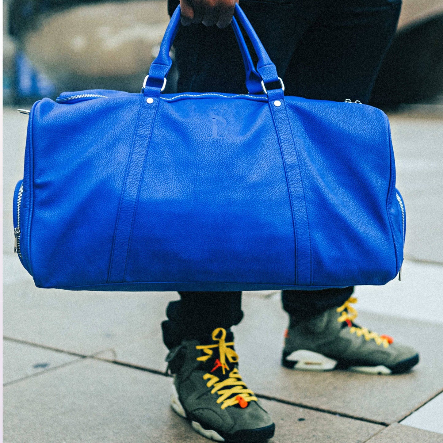 Royal Blue Leather Duffle Bag - Korvel